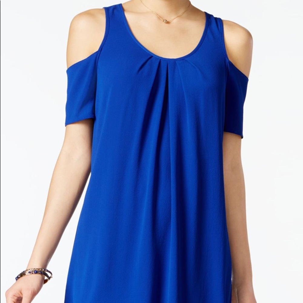 Sequin Hearts Royal Blue Cold-Shoulder Dress
